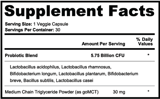 Probiotic Formula Supplement Facts